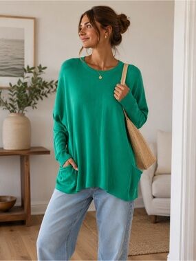 tea n rose Emerald Green Crewneck Sweater